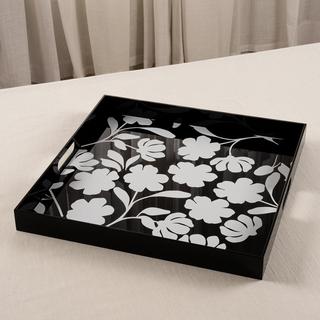Buy Clover acrylic tray black 39x39x4 cm in Kuwait