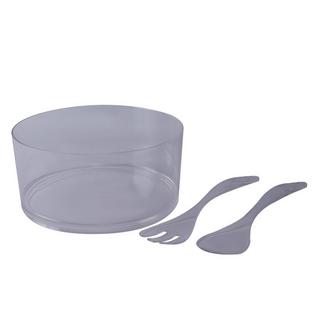 Buy Shio acrylic salad bowl with 6pcs service spoon clear in Kuwait