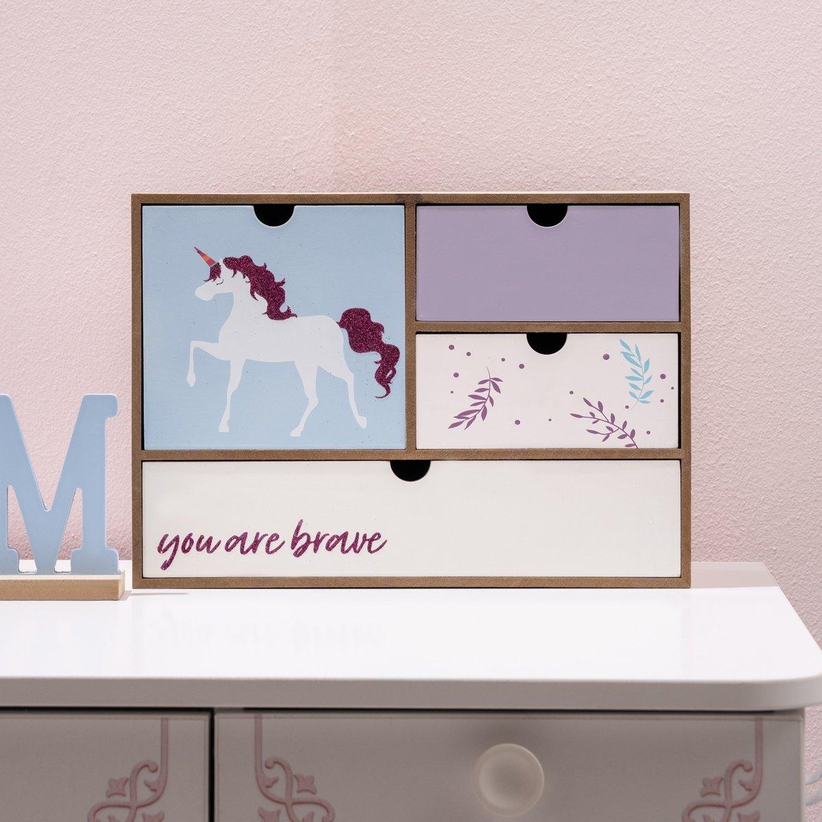 Buy Unicorn kids shelf blue 34x10. 7x24 cm in Kuwait