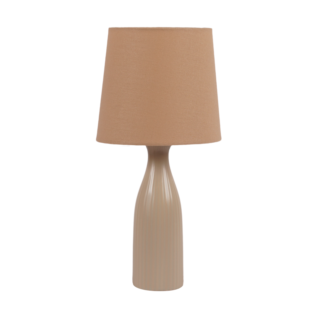 Ribbed Table Lamp Beige 36x18 Cm