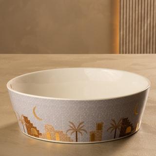 Buy Jibla new bone round bowl beige 25 cm in Kuwait