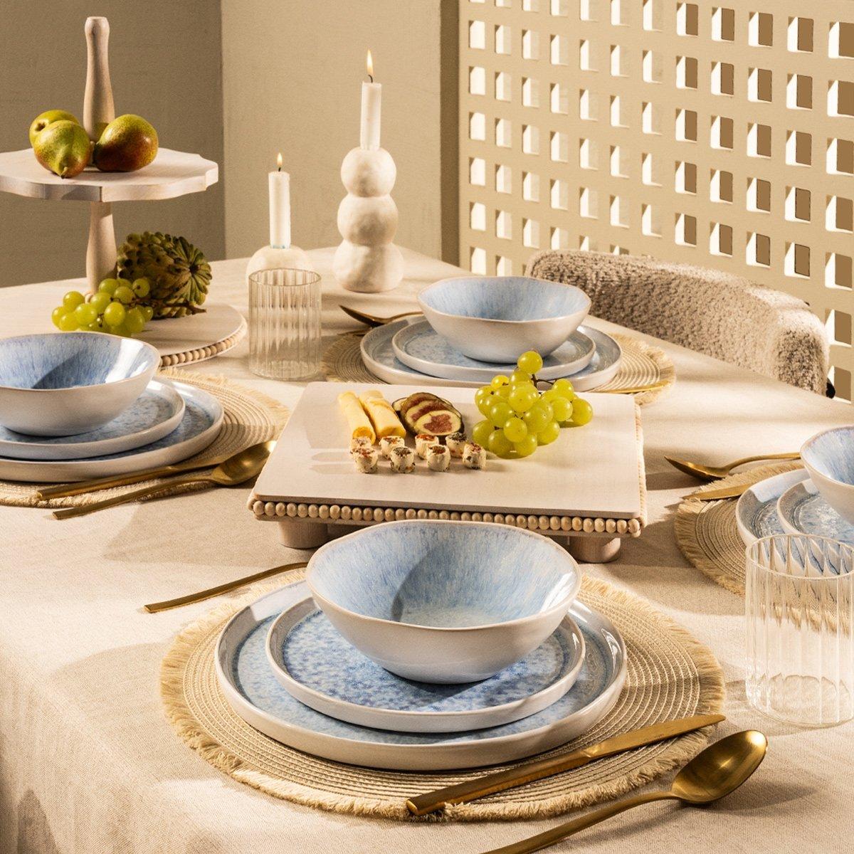 Glaze Stoneware Dinner Set 18Pcs Blue