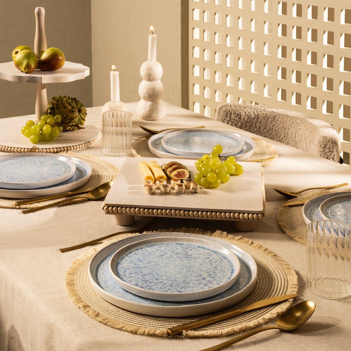 Glaze Stoneware Dinner Set 18Pcs Blue