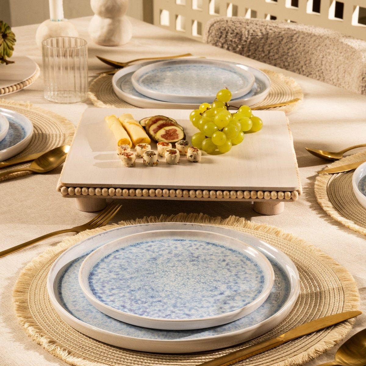 Glaze Stoneware Dinner Set 18Pcs Blue