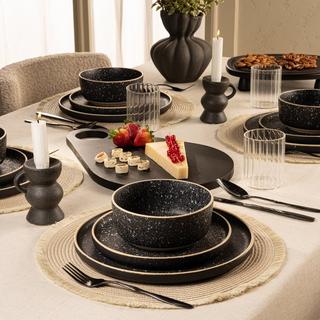 Buy Speckle stoneware dinner set 18pcs black in Kuwait
