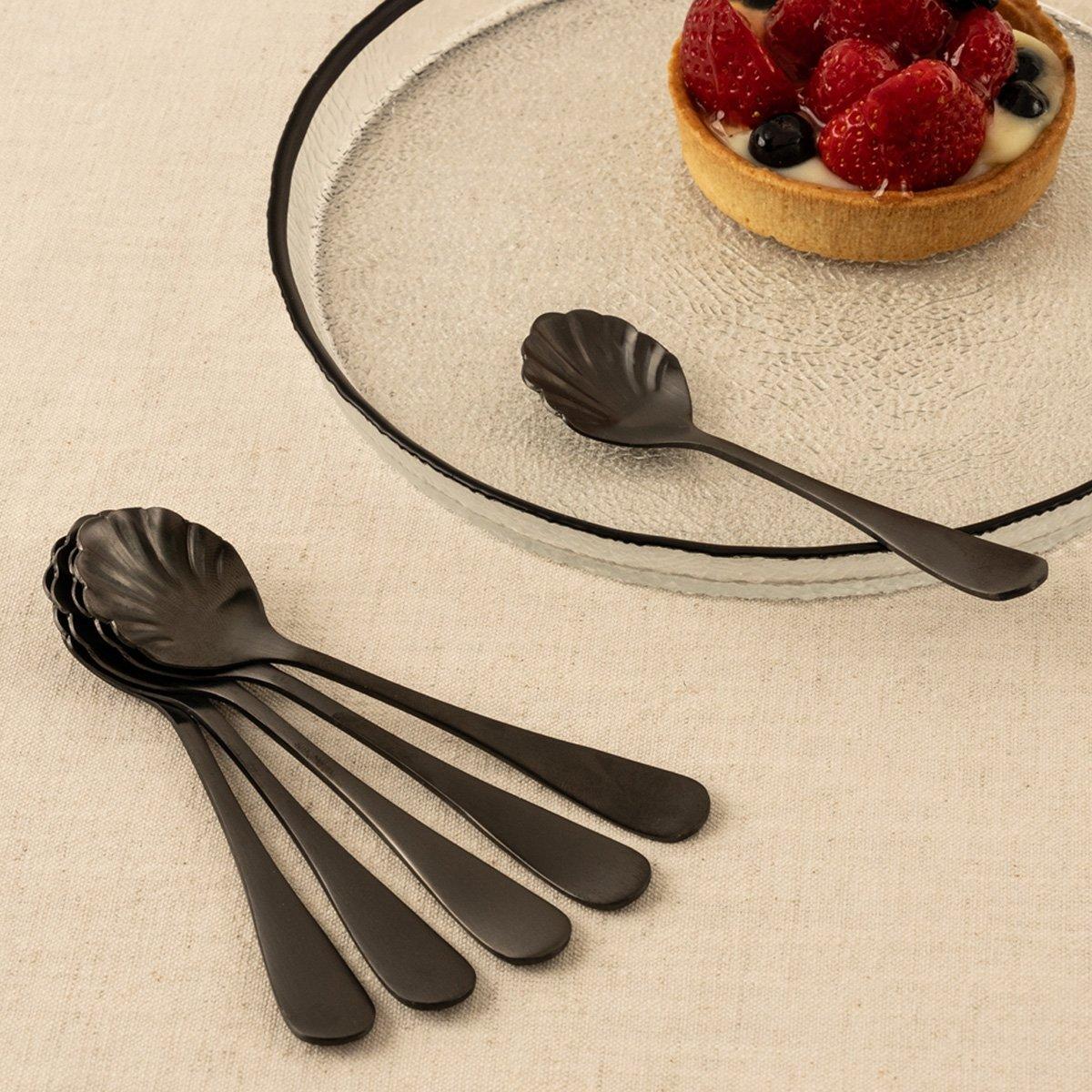 Buy Nessy stainless steel ice cream spoon set 6pcs black in Kuwait