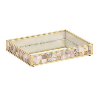 Buy Pearl deco tray beige 20x16x3 cm in Kuwait