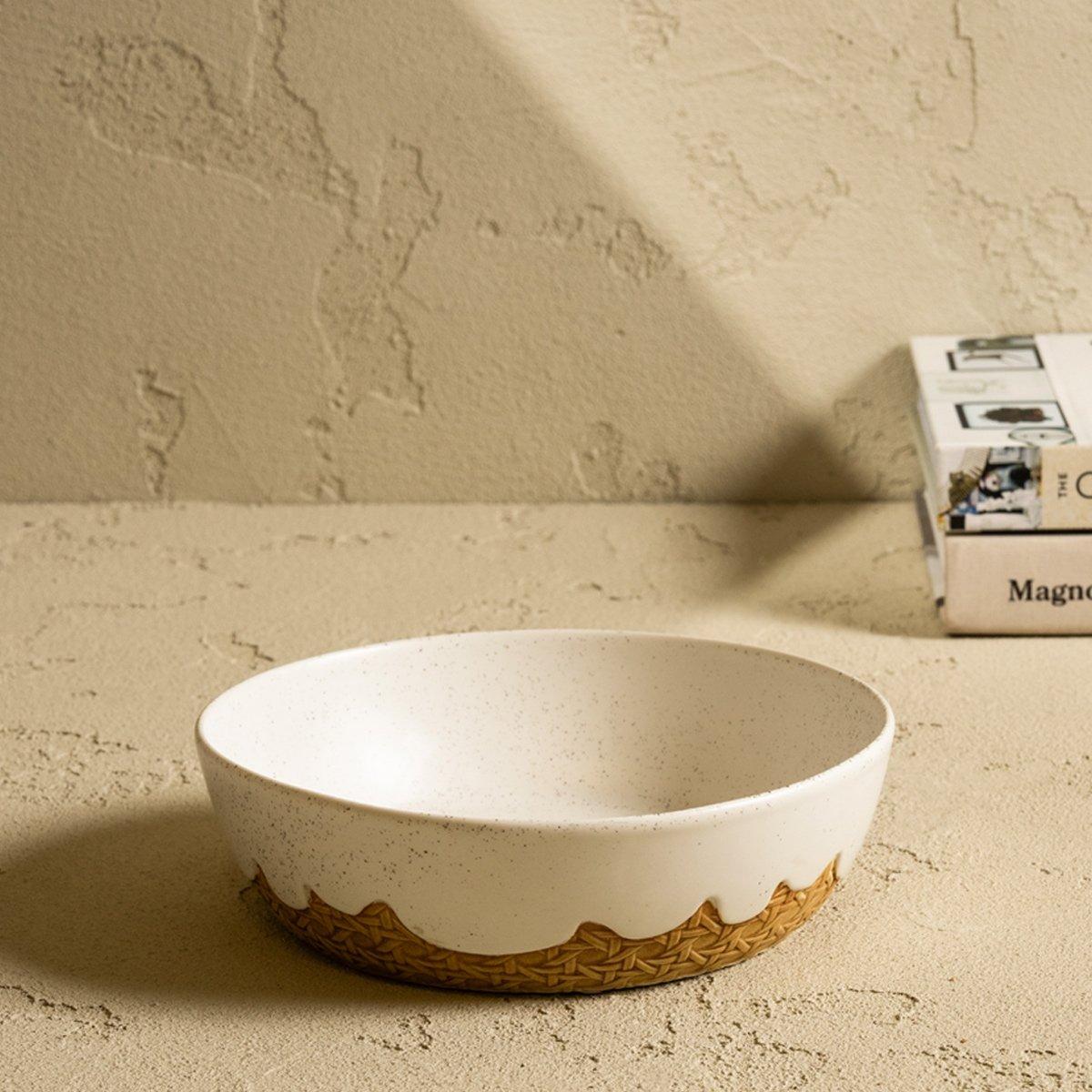 Buy Cane deco bowl beige 17. 7x17. 7x4. 8 cm in Kuwait