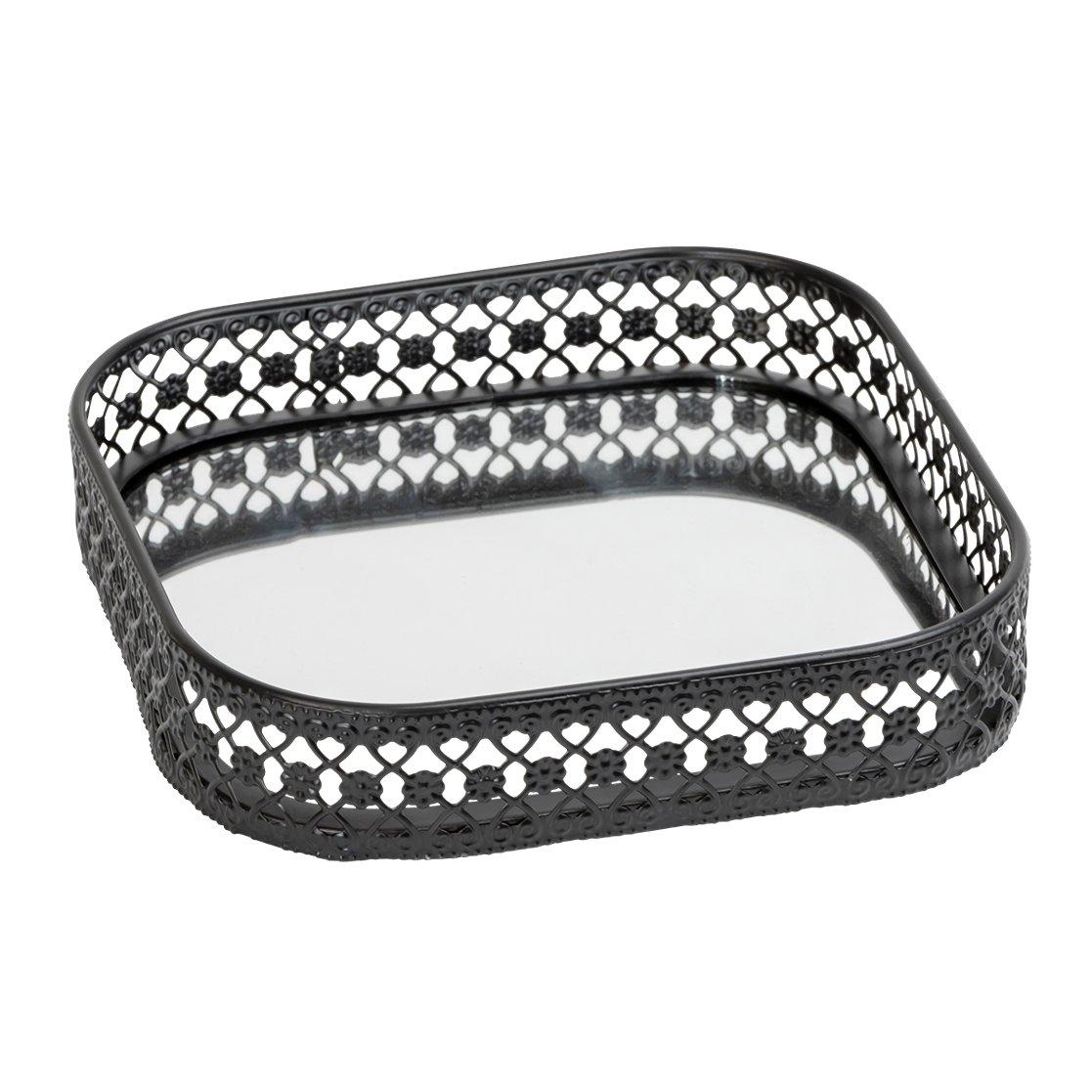 Buy Square deco tray black 15x3x15 cm in Kuwait