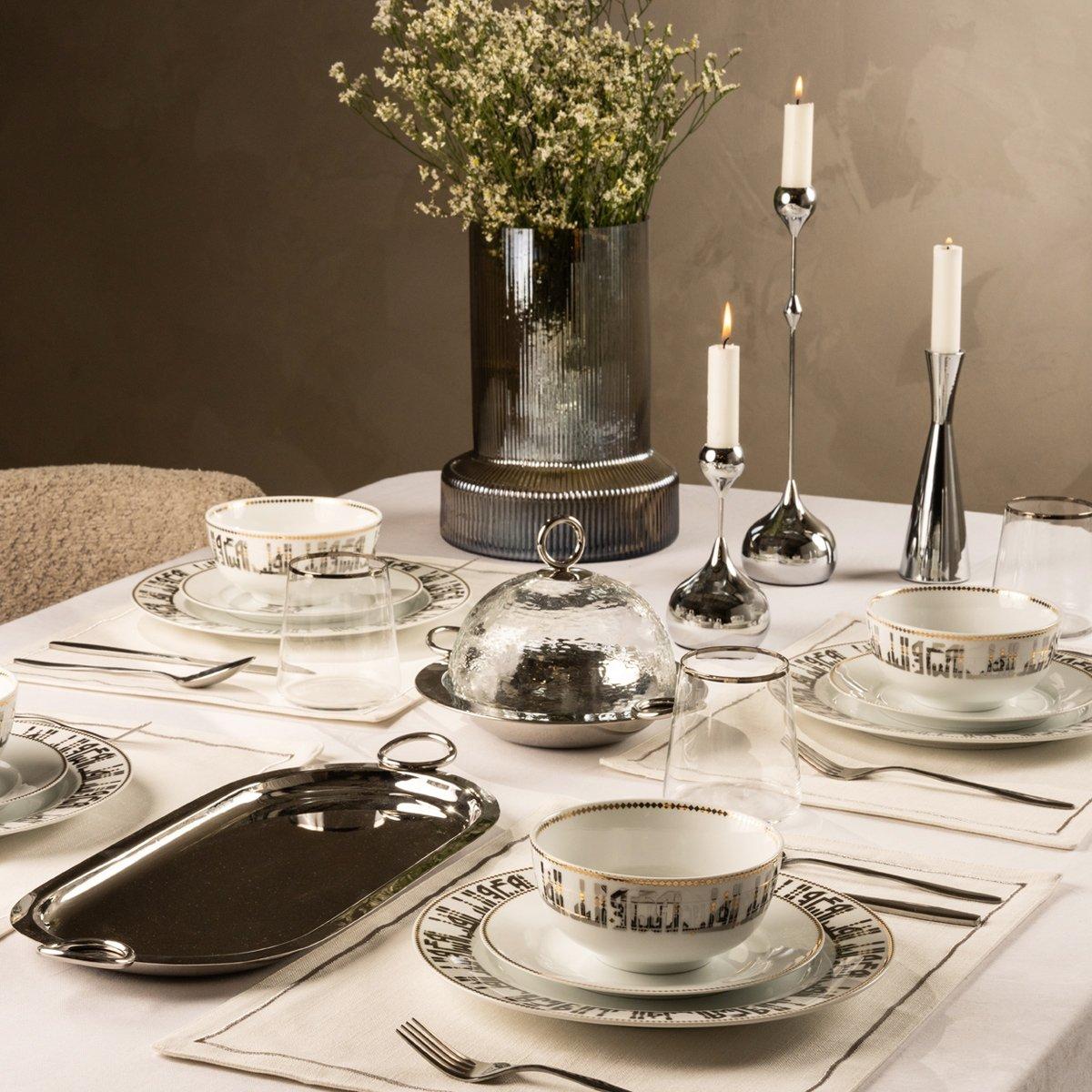 Buy Almas dinner set 18pcs silver in Kuwait