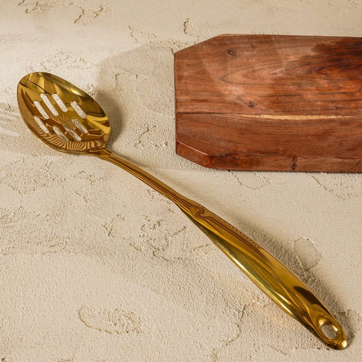 Buy Jade slotted spoon gold h37. 5 cm in Kuwait