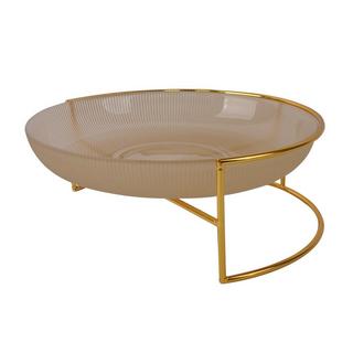 Buy Cone ribbed footed bowl beige 30x30x17 cm in Kuwait