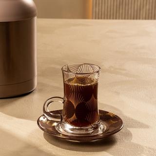 Buy Wave glass istikanah set 6pcs brown in Kuwait