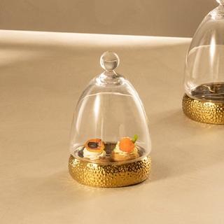 Buy Cone dome glass gold dia:9 h:14 cm in Kuwait