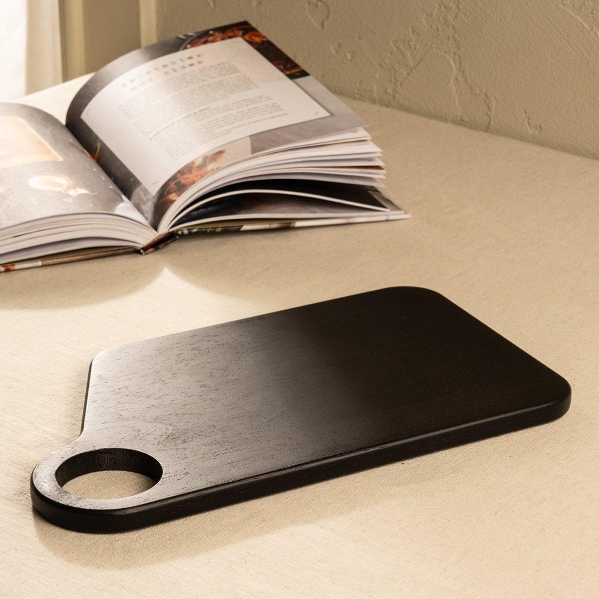 Buy Ruby wood serving plate black 35x20x1. 5 cm in Kuwait