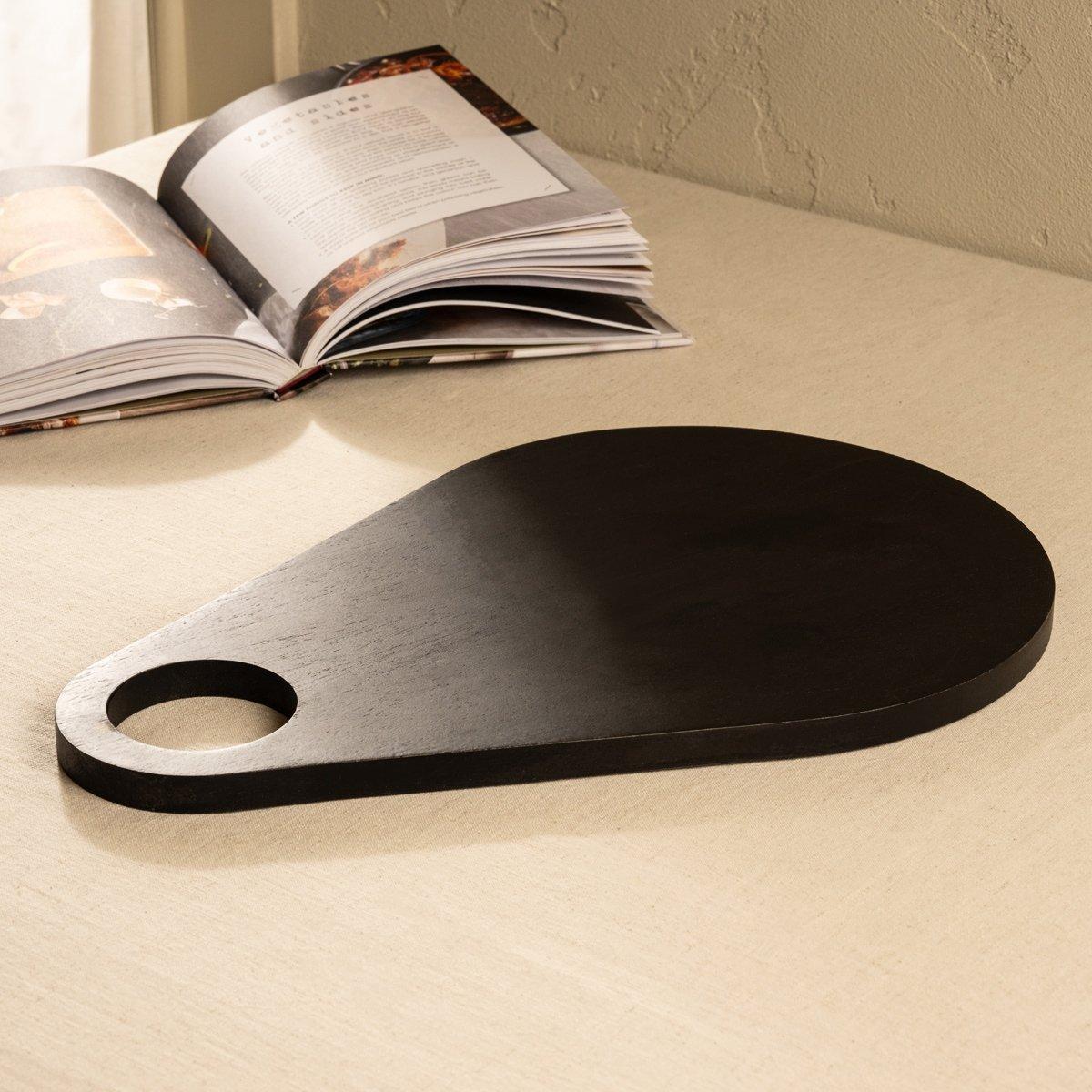 Buy Ruby wood serving plate black 43x28x1. 5 cm in Kuwait