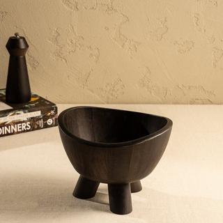 Buy Ruby wood footed bowl black 20x15 cm in Kuwait