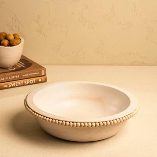 Buy Ruby wood serving bowl white 30x8 cm in Kuwait