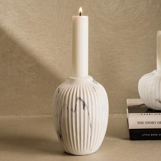 Buy Marble ceramic candle holder grey 8x11. 2 in Kuwait