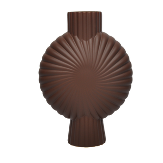 Buy Ribbed ceramic vase matte brown 25x12. 7x35. 2 cm in Kuwait