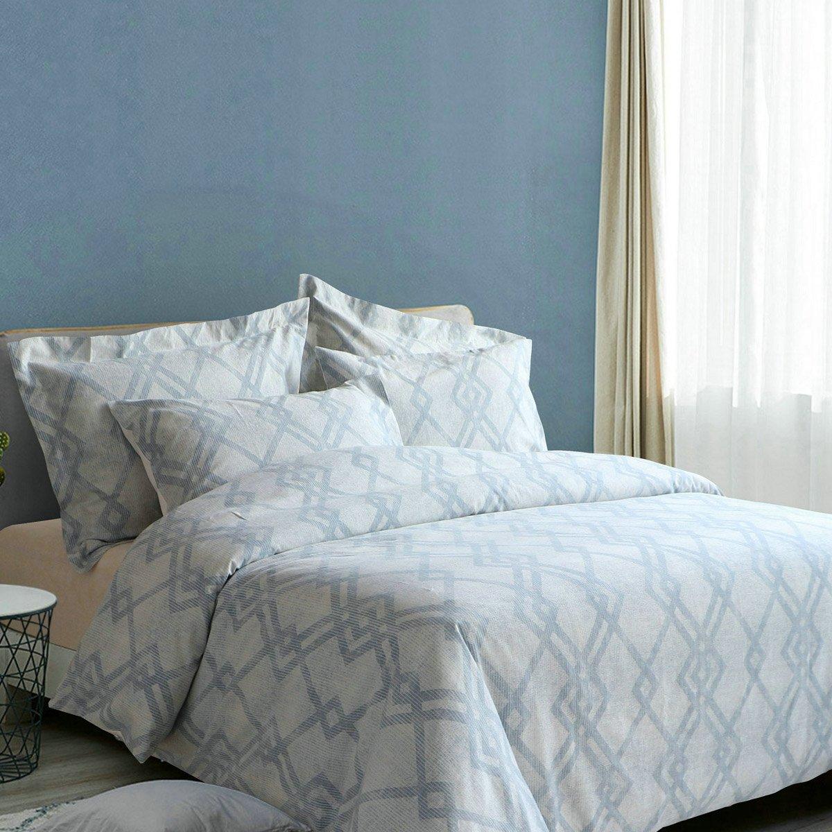 Emily 5 Pcs Yarn Dyed Duvet Cover Set Blue 240X260 cm