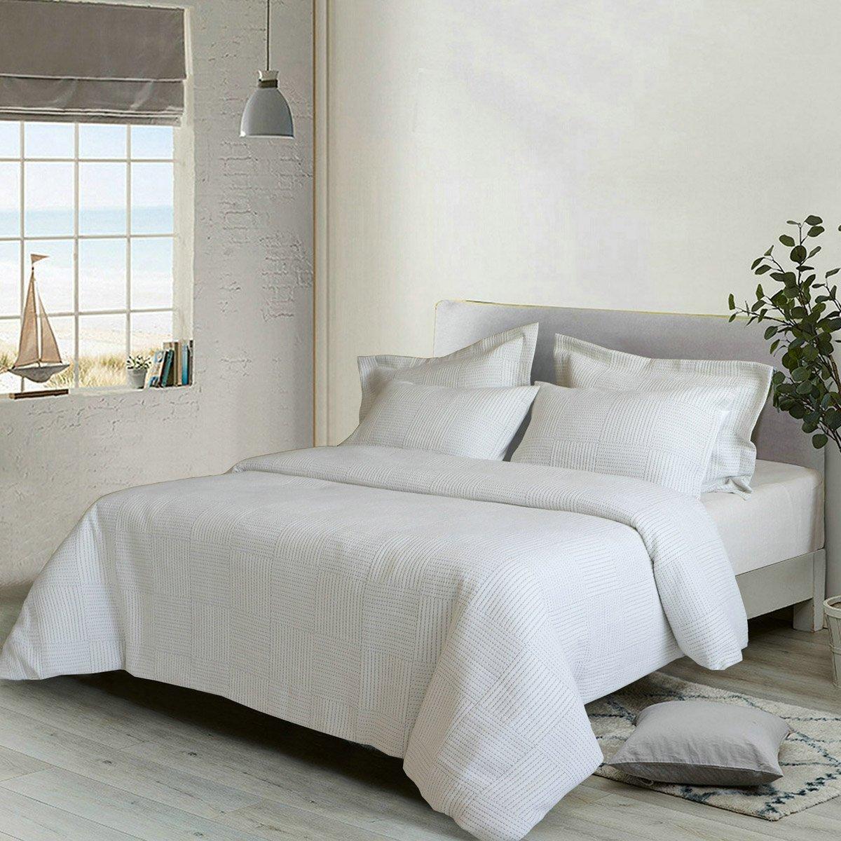 Carla 5 Pcs Jacquard Duvet Cover Set White 220X240 cm