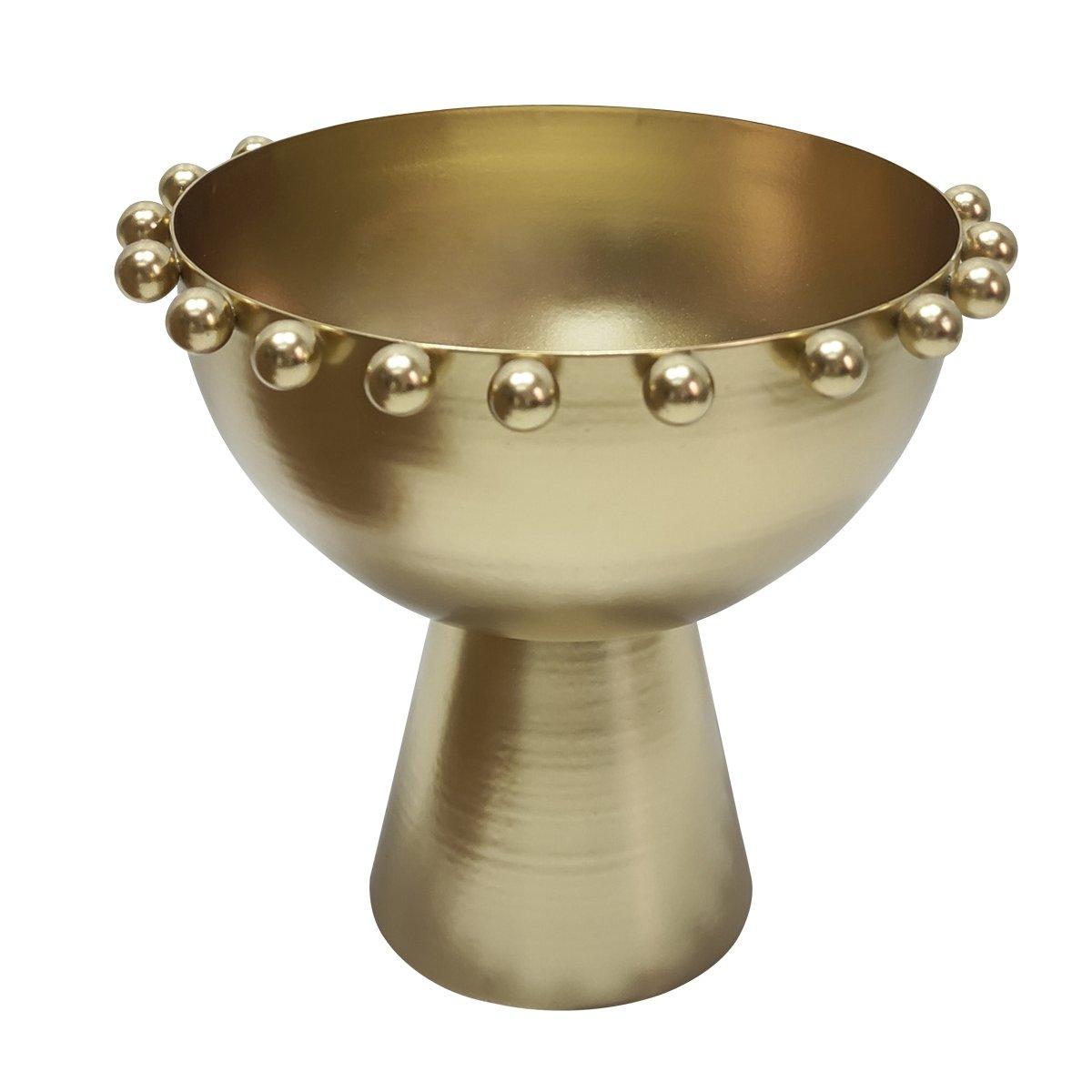 Buy Bubble metal footed bowl gold 17x18 cm in Kuwait