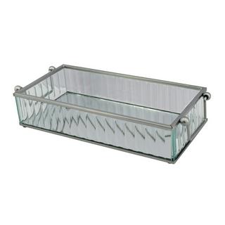 Buy Ribbed mirror deco tray silver 22x10x4. 5 cm in Kuwait