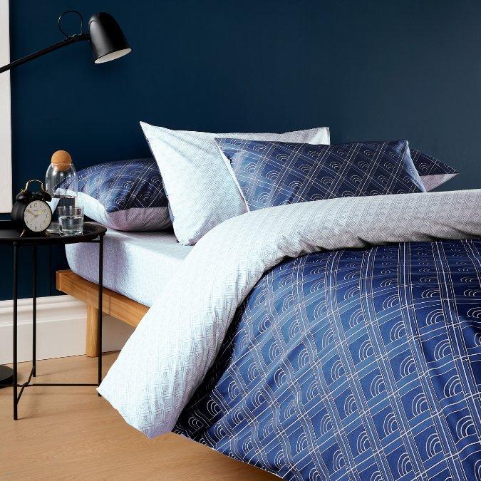 Buy Rene 3 pcs printed duvet cover set blue 200x200 cm in Kuwait