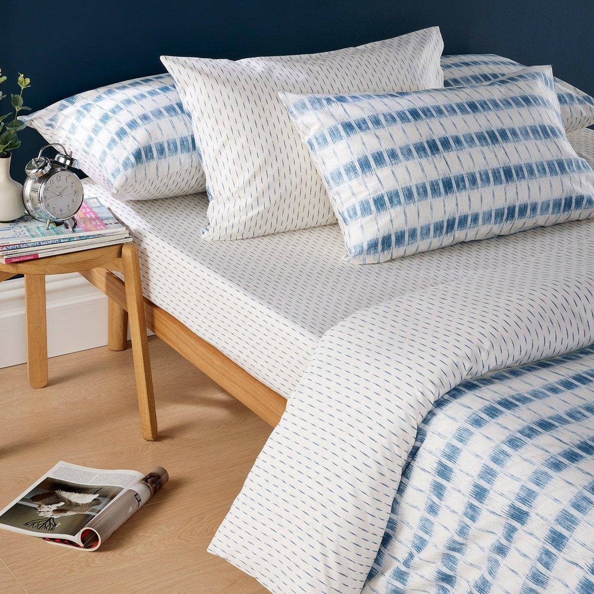 Kasuri Printed Fitted Sheet Blue 200X200 cm in Kuwait Buy Online