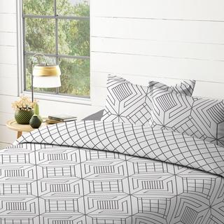 Buy Deco 5 pcs printed duvet cover set white 220x240 cm in Kuwait