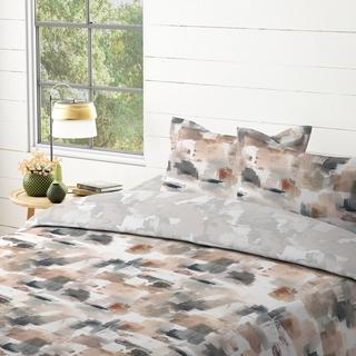 Buy Inky 5 pcs printed duvet cover set brown 220x240 cm in Kuwait