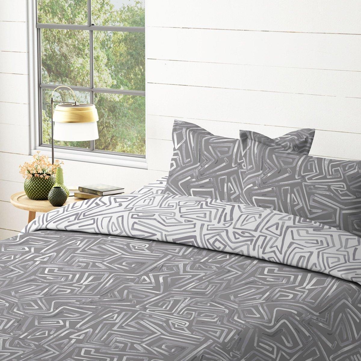 Buy Graffiti 5 pcs printed duvet cover set grey 240x260 cm in Kuwait