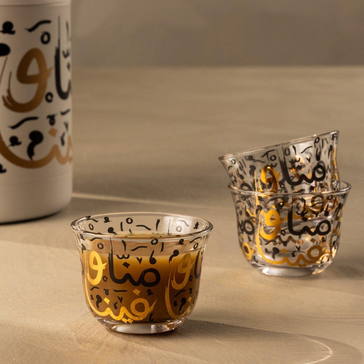 Buy Menna gahwa cup glass black 6. 5x4. 5 cm in Kuwait