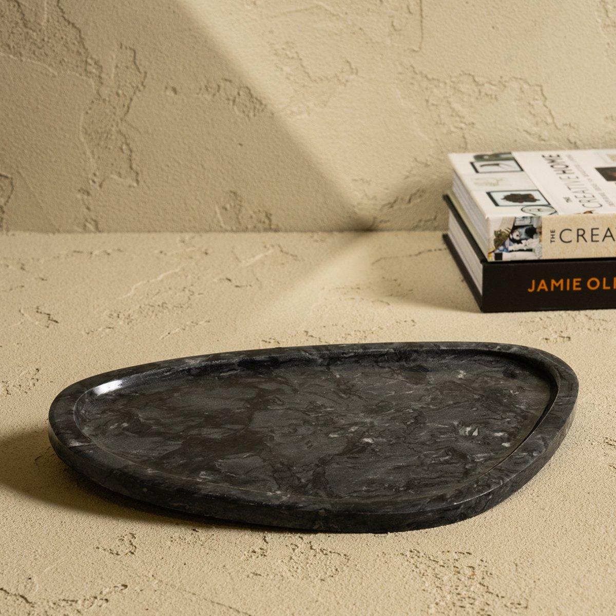 Buy Marmo asymmetric tray black 30x 15 cm in Kuwait