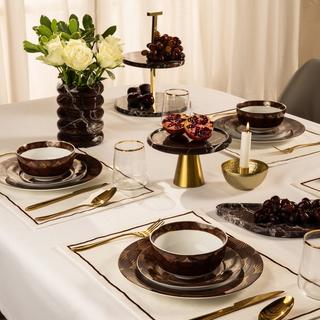 Buy Wave dinner set 18pcs brown/gold in Kuwait