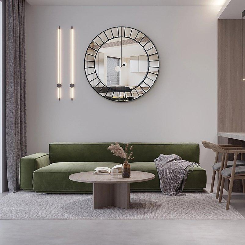 Clock Black Round Mirror 68X68X1.5 cm