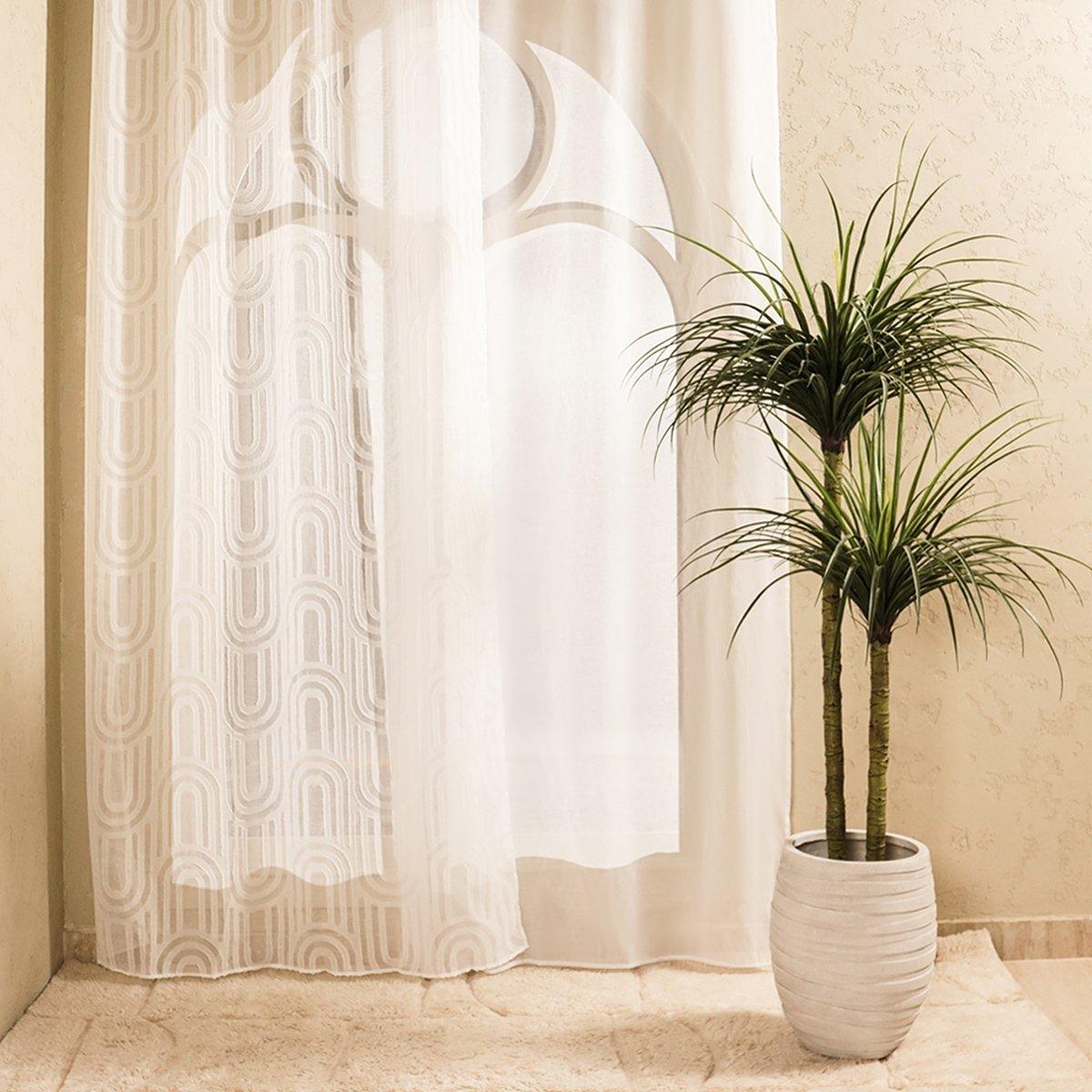 Buy Deco voile curtain white 140x300 cm in Kuwait