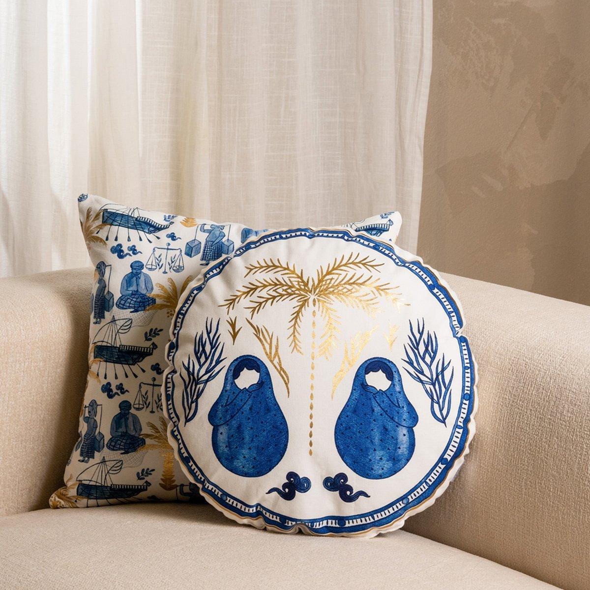 Buy Alheirat round cushion blue 45 cm in Kuwait