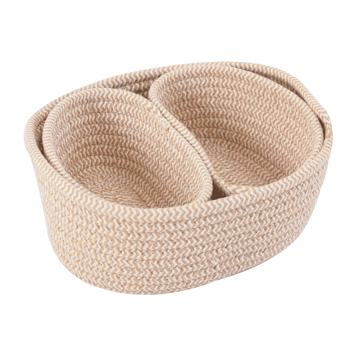 Rope Storage Basket Beige Set Of 3Pcs