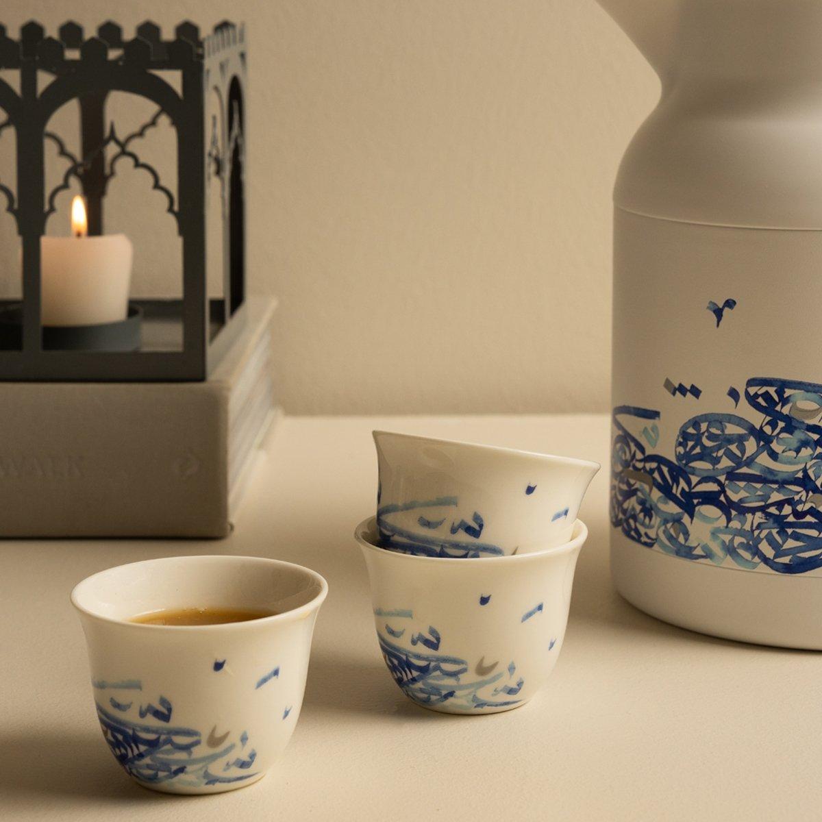 Almidad New Bone Gahwa Cup Set 6Pcs Blue