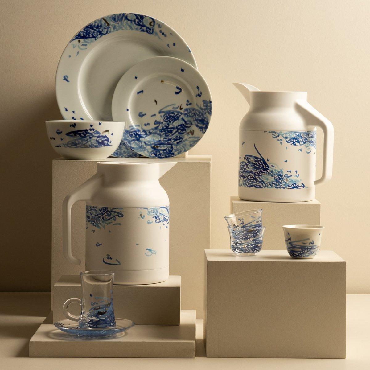 Almidad New Bone Gahwa Cup Set 6Pcs Blue