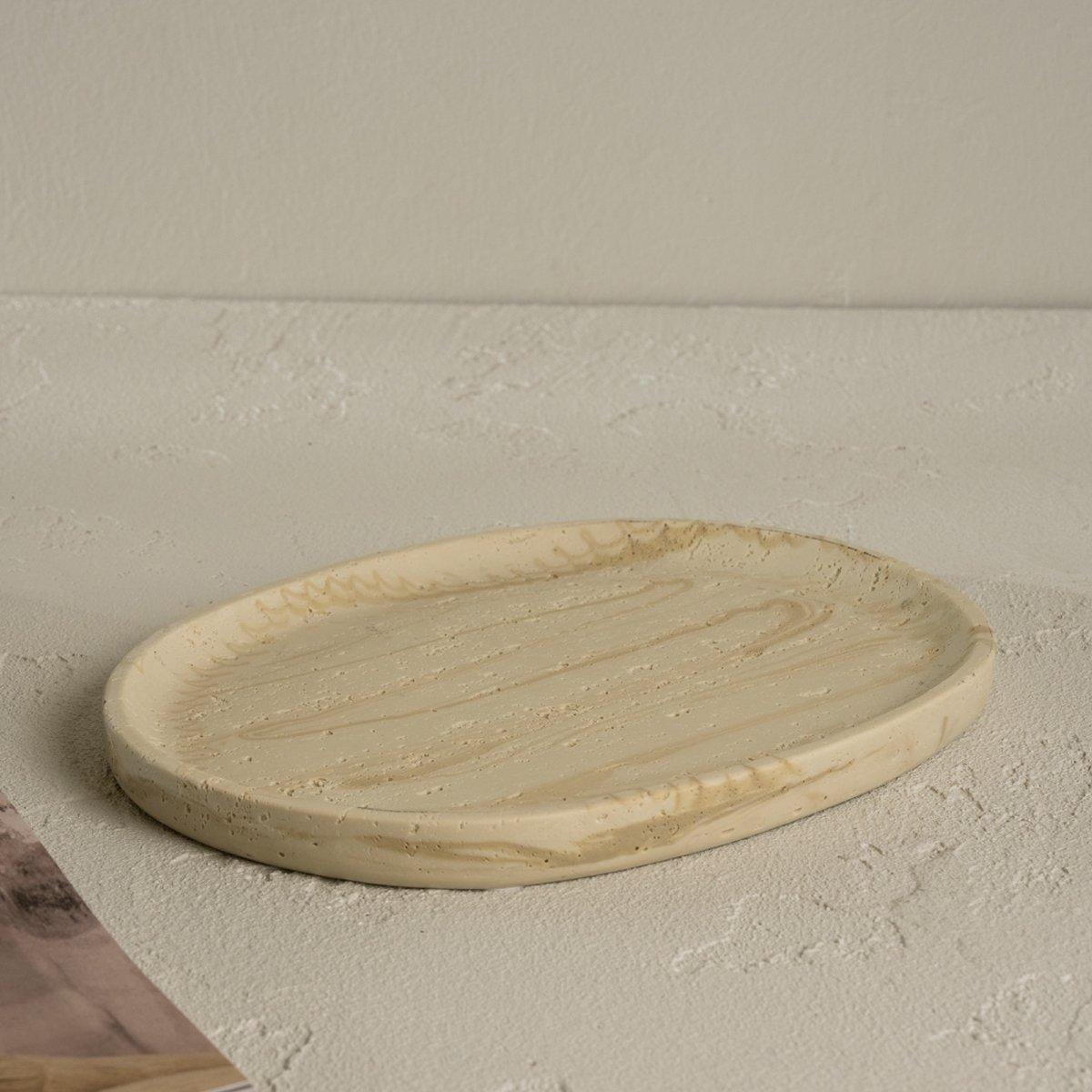 Oblong Resin Deco Tray Beige 29X2X21 cm