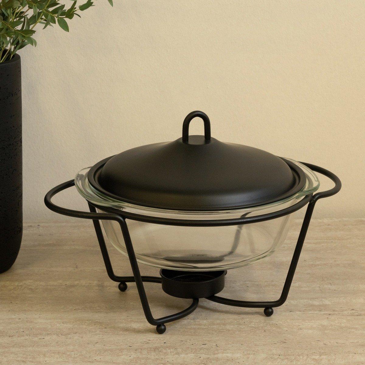 Finn Glass Round Food Warmer Black 2.4 Litre