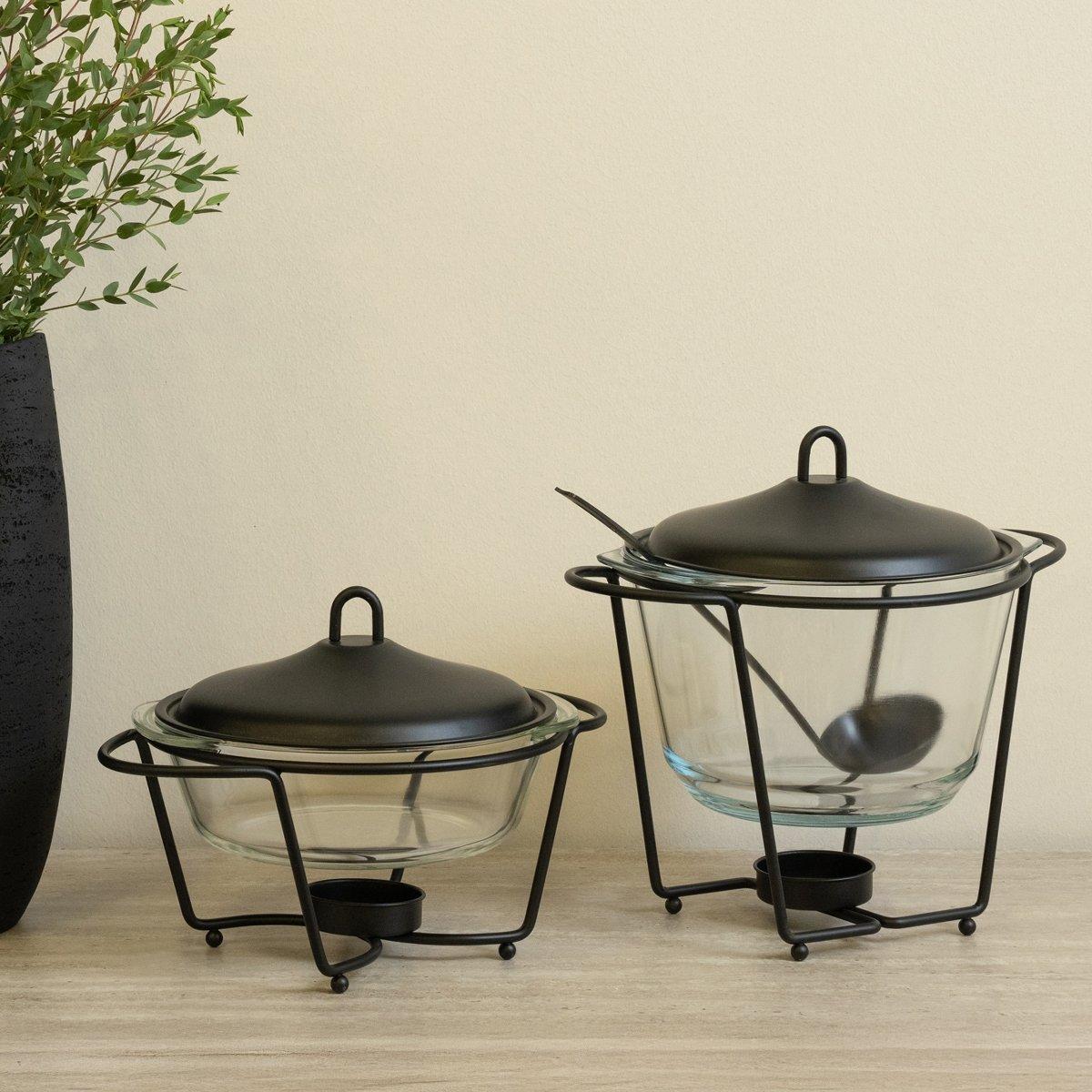 Finn Glass Round Food Warmer Black 2.4 Litre