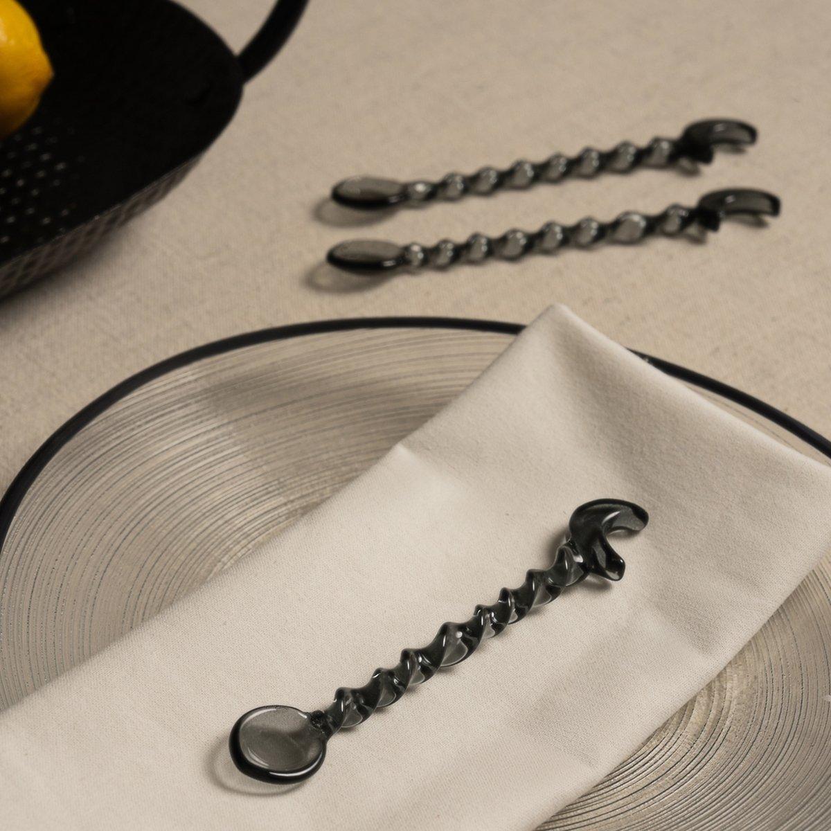 Gamrah Glass Tea Spoon Set 6Pcs Grey 13X2X1 cm