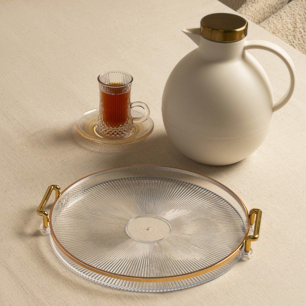 Ribbed Plastic Tray Gold 27X3.5 cm