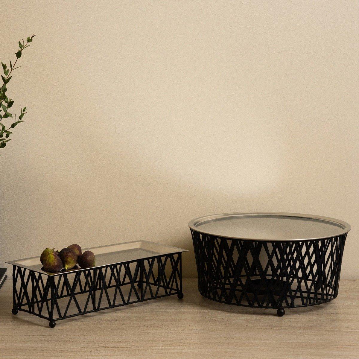 Ribbon Warmer Plate Black 33 cm