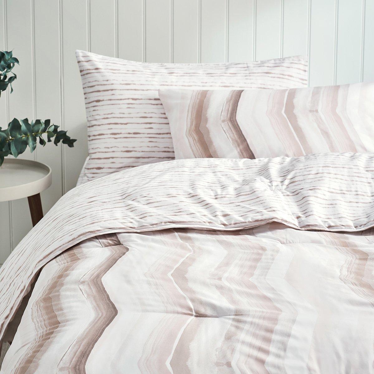 طقم ديباج مطبوع دينز قطعتين بيج 160×220 سم