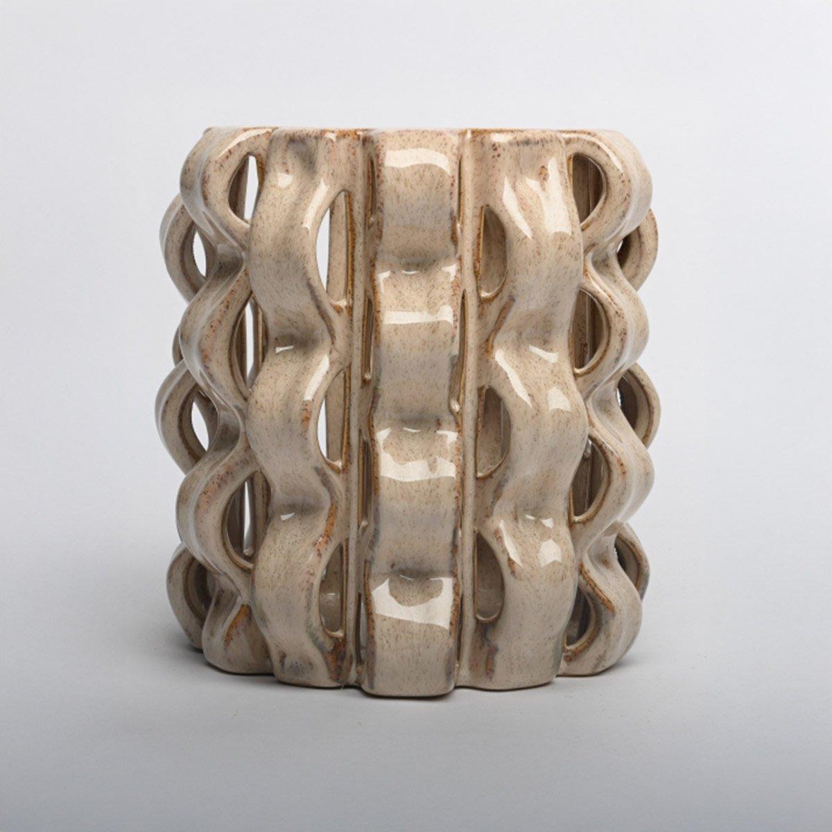 Laure Vase Beige 20.5X20.5X22.5 cm